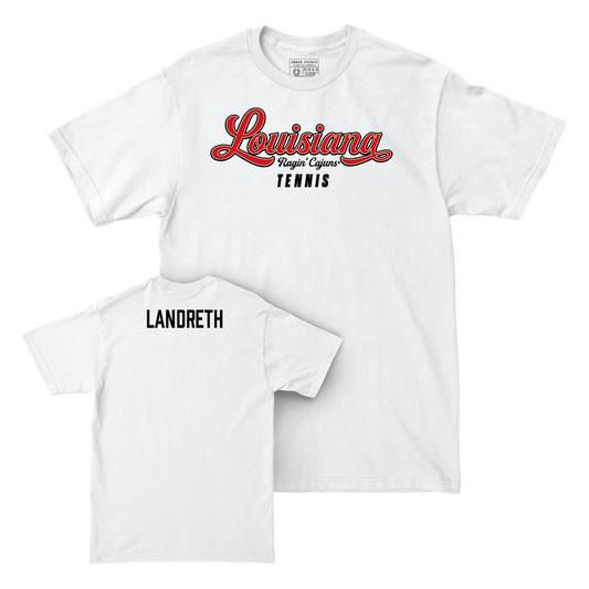 Louisiana Men's Tennis White Script Comfort Colors Tee  - Mason Landreth