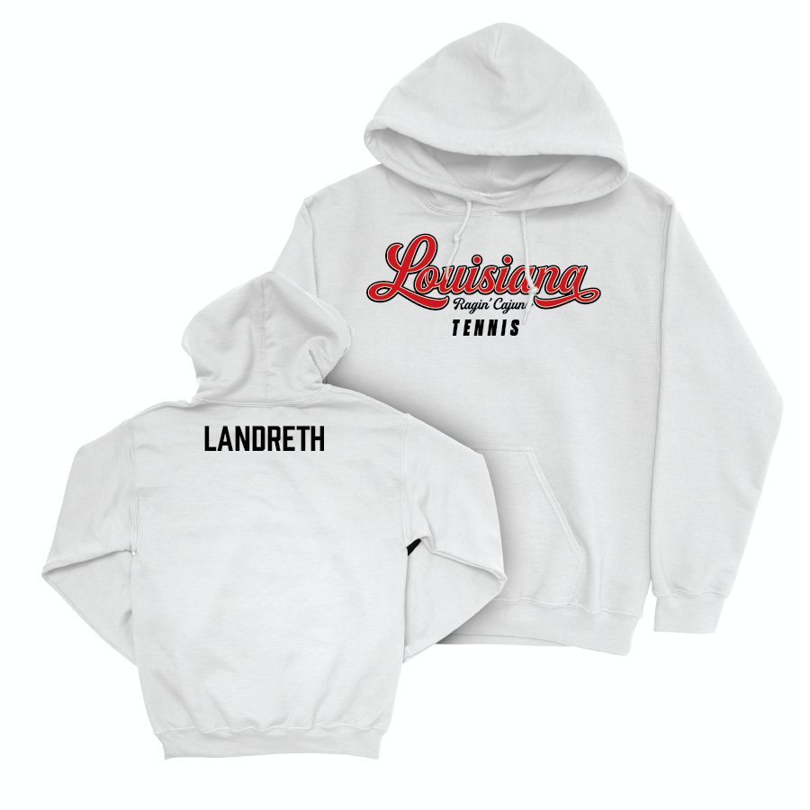 Louisiana Men's Tennis White Script Hoodie  - Mason Landreth