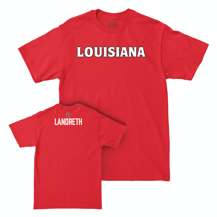 Louisiana Men's Tennis Red Wordmark Tee  - Mason Landreth