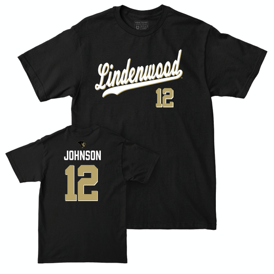 Lindenwood Women's Soccer Black Script Tee - Anna Johnson Small