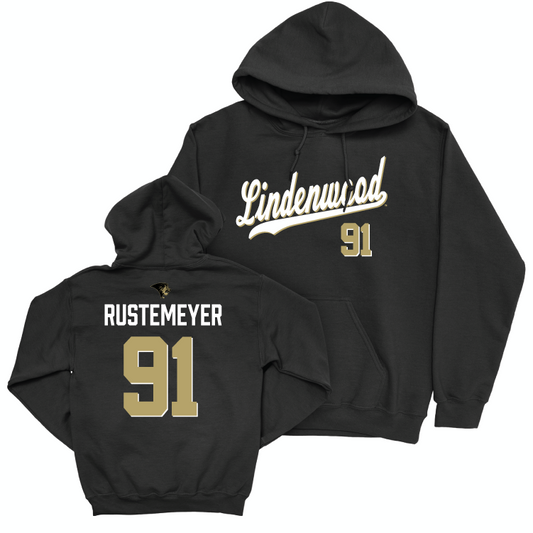 Lindenwood Football Black Script Hoodie - Ashtin Rustemeyer Small