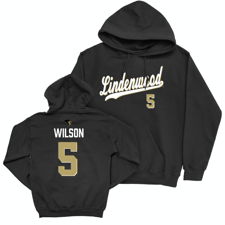 Lindenwood Women's Basketball Black Script Hoodie - Aalayah Wilson Small