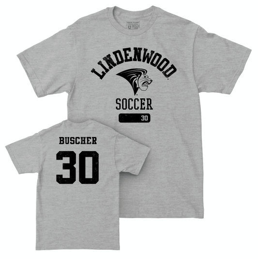 Lindenwood Women's Soccer Sport Grey Varsity Tee - Bella Buscher Small