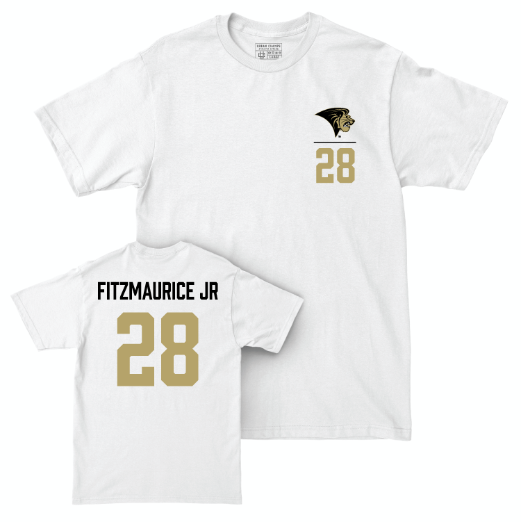 Lindenwood Football White Logo Comfort Colors Tee - Brian Fitzmaurice Jr Small