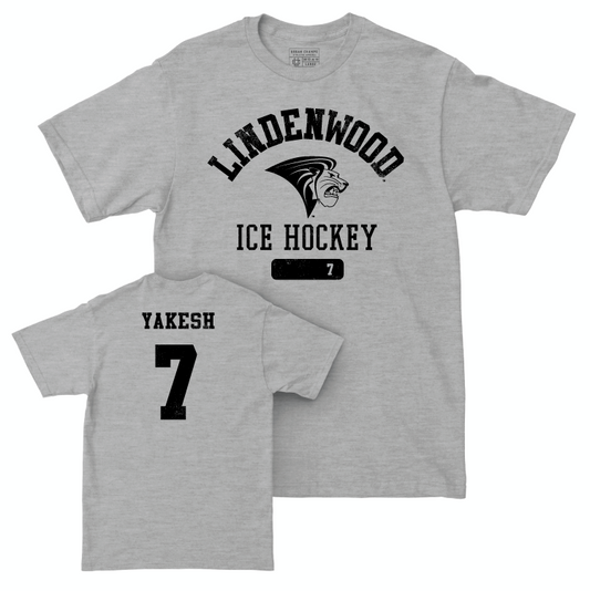 Lindenwood Men's Ice Hockey Sport Grey Varsity Tee - Brady Yakesh Small