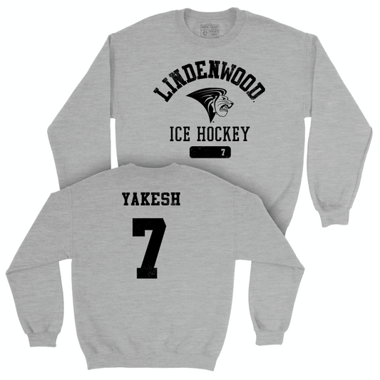 Lindenwood Men's Ice Hockey Sport Grey Varsity Crew - Brady Yakesh Small