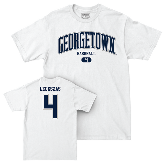 Georgetown Baseball White Arch Comfort Colors Tee   - Kai Leckszas