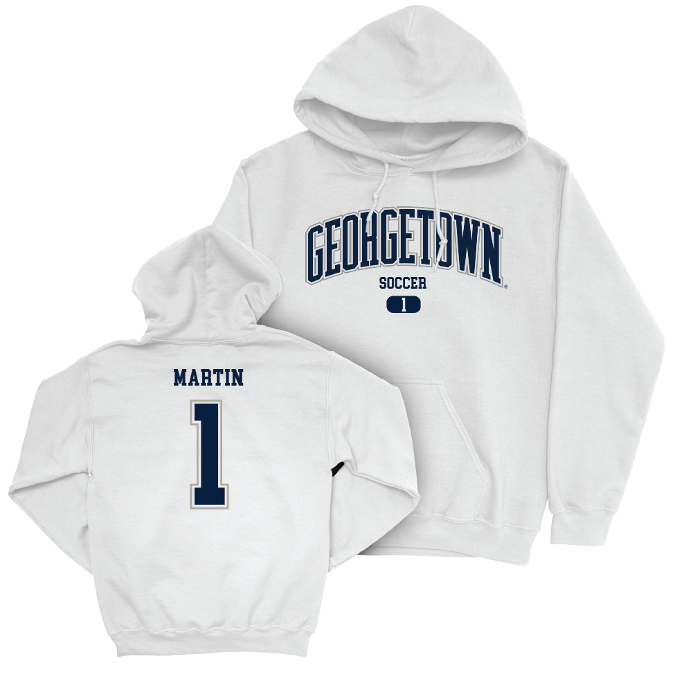 Georgetown Women's Soccer White Arch Hoodie - Cara Martin