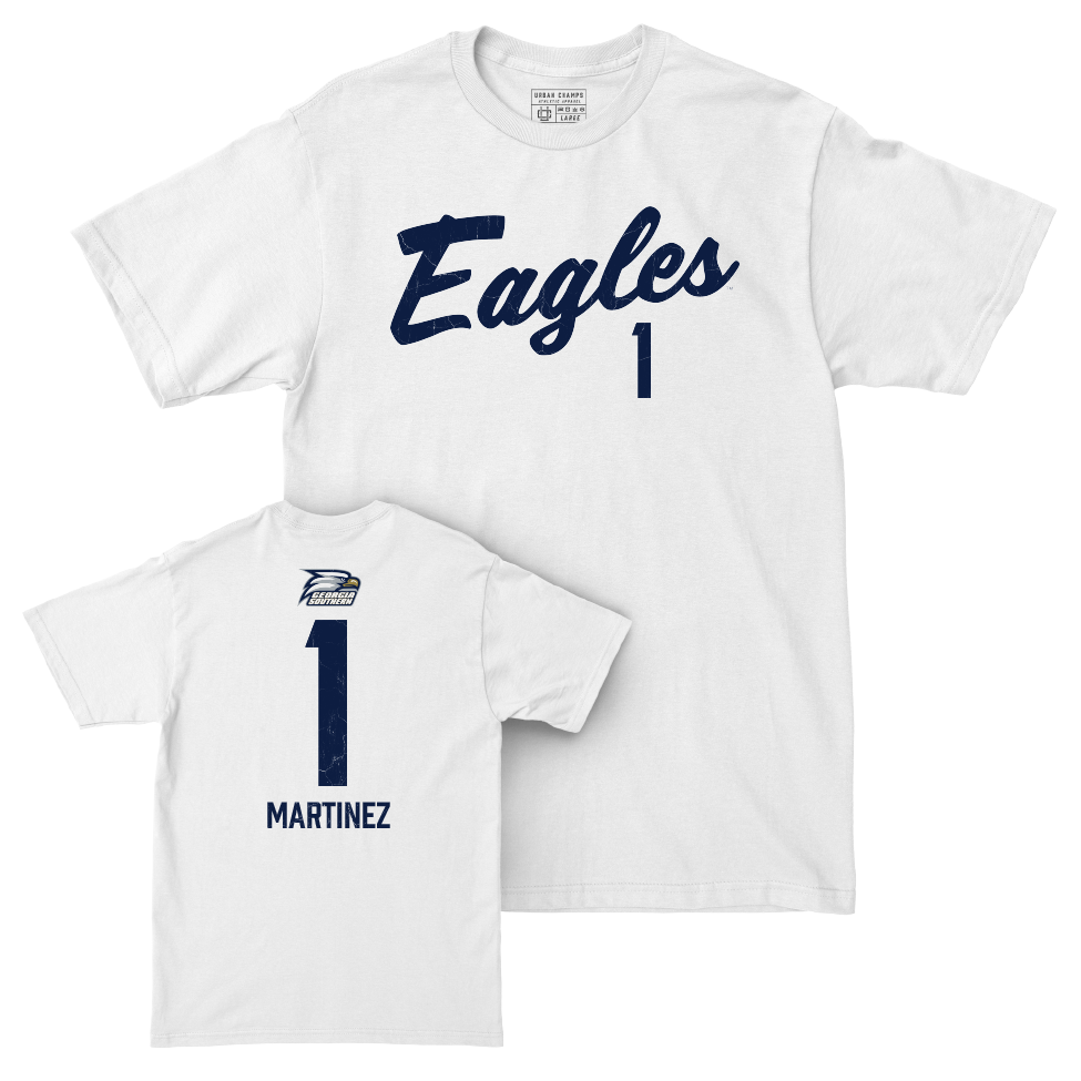 Georgia Southern Men's Soccer White Script Comfort Colors Tee  - Nathaniel Martinez