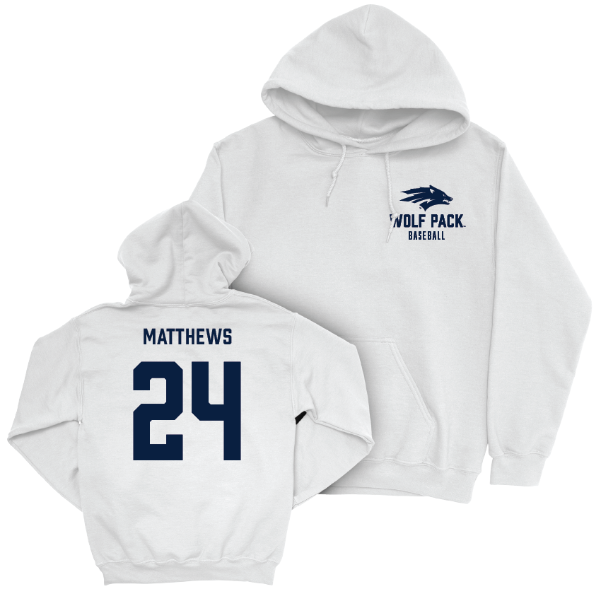 Nevada Baseball White Logo Hoodie  - Bryce Matthews