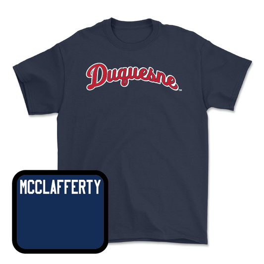 Duquesne Track & Field Navy Script Tee  - Brennan McClafferty