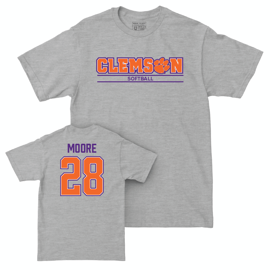 Clemson Softball Sport Grey Stacked Tee  - Maddie Moore