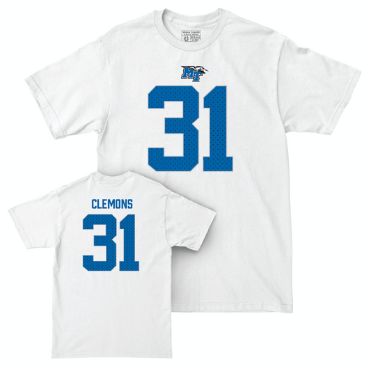 MTSU Football White Blitz Comfort Colors Tee - Austin Clemons Small