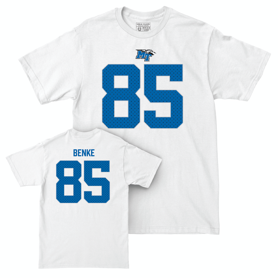 MTSU Football White Blitz Comfort Colors Tee - Brody Benke Small