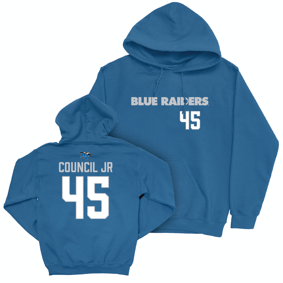 MTSU Football Royal Sideline Hoodie - Bobby Council Jr Small