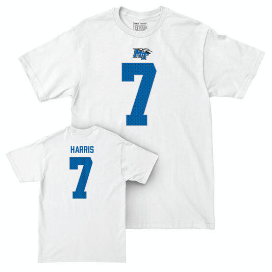 MTSU Football White Blitz Comfort Colors Tee - Brendon Harris Small