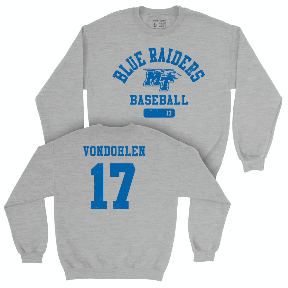 MTSU Baseball Sport Grey Varsity Crew - Brett Vondohlen Small