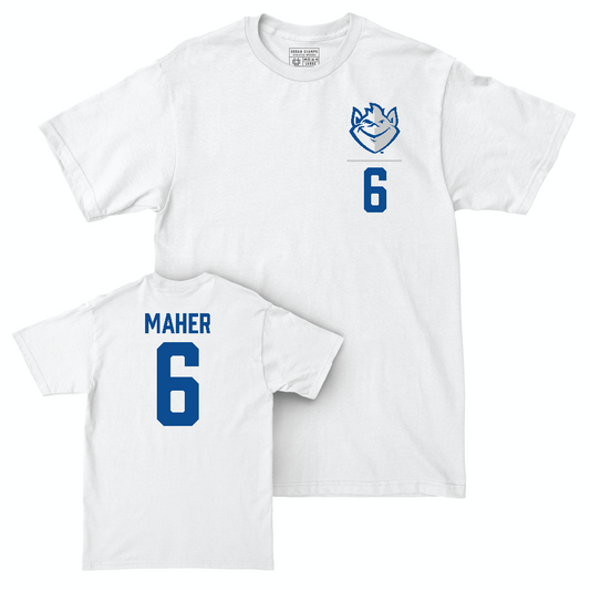 Saint Louis Men's Soccer White Logo Comfort Colors Tee - Joey Maher