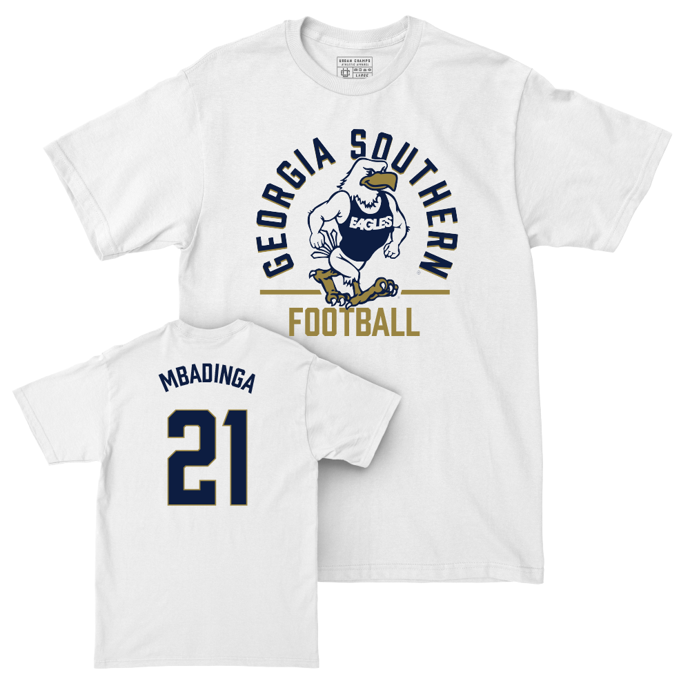 Georgia Southern Football White Classic Comfort Colors Tee - David Mbadinga | #21