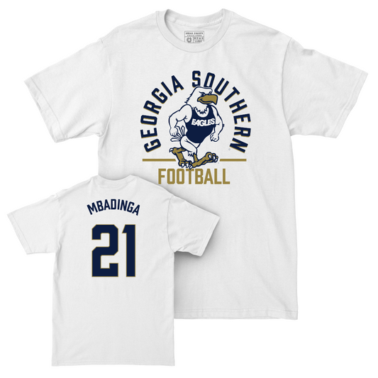 Georgia Southern Football White Classic Comfort Colors Tee - David Mbadinga | #21