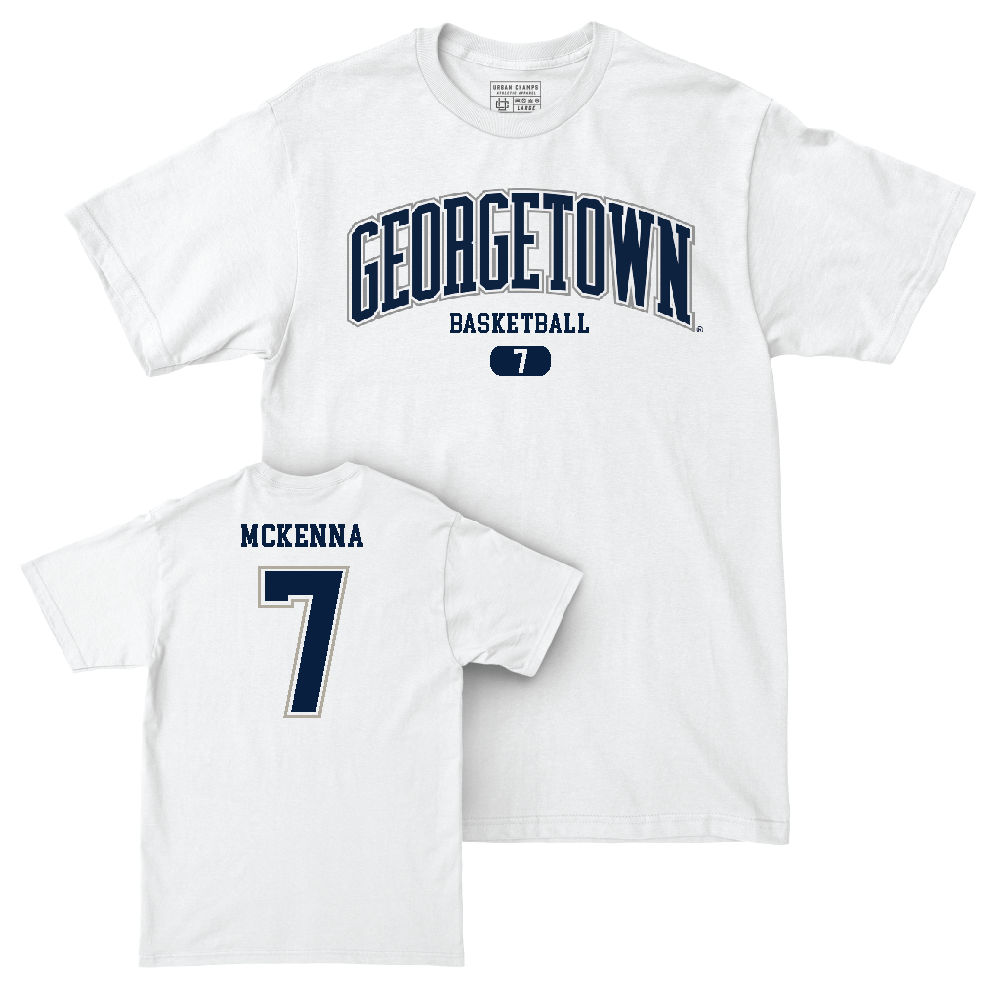 Georgetown Men's Basketball White Arch Comfort Colors Tee  - Drew McKenna