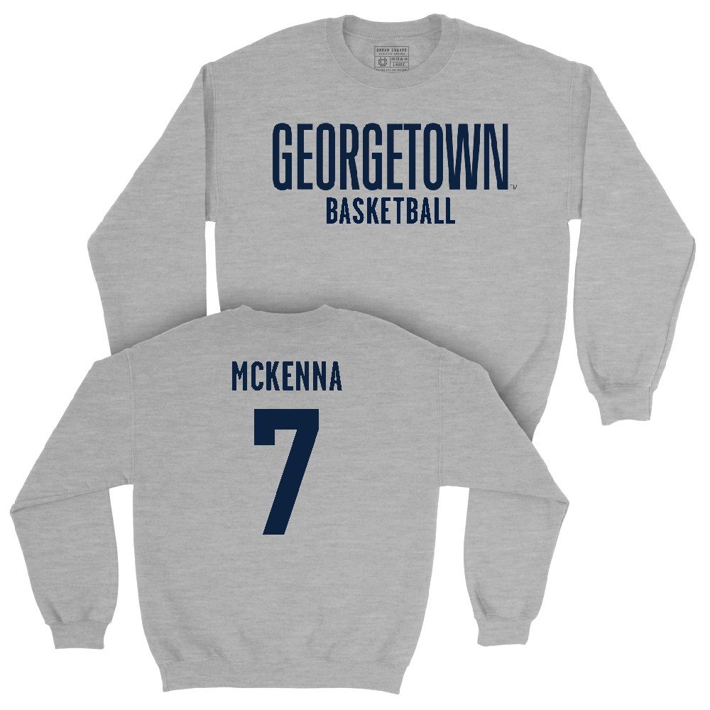 Georgetown Men's Basketball Sport Grey Wordmark Crew  - Drew McKenna