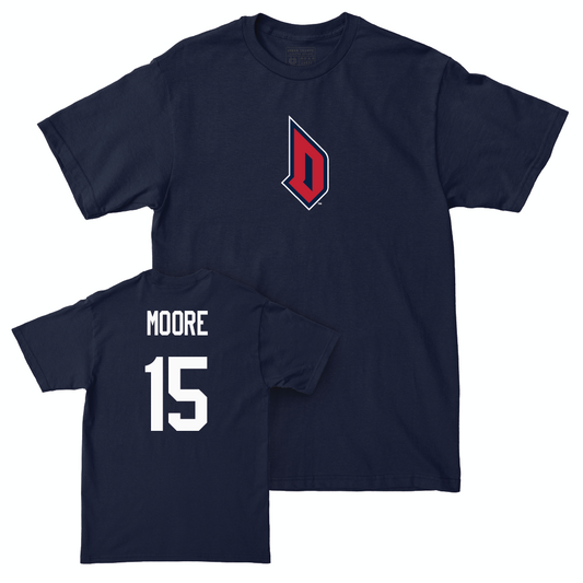 Duquesne Football Navy Monogram Tee - Derron Moore