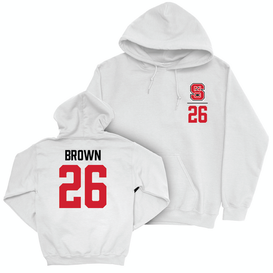 NC State Football White Logo Hoodie - Asaad Brown Small