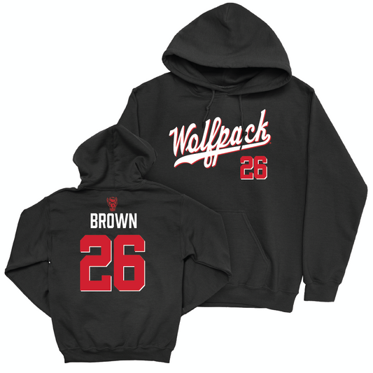 NC State Football Black Script Hoodie - Asaad Brown Small