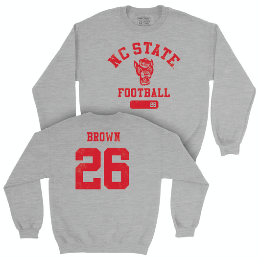 NC State Football Sport Grey Varsity Crew - Asaad Brown Small