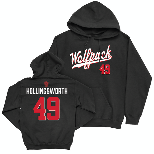 NC State Football Black Script Hoodie - Aiden Hollingsworth Small