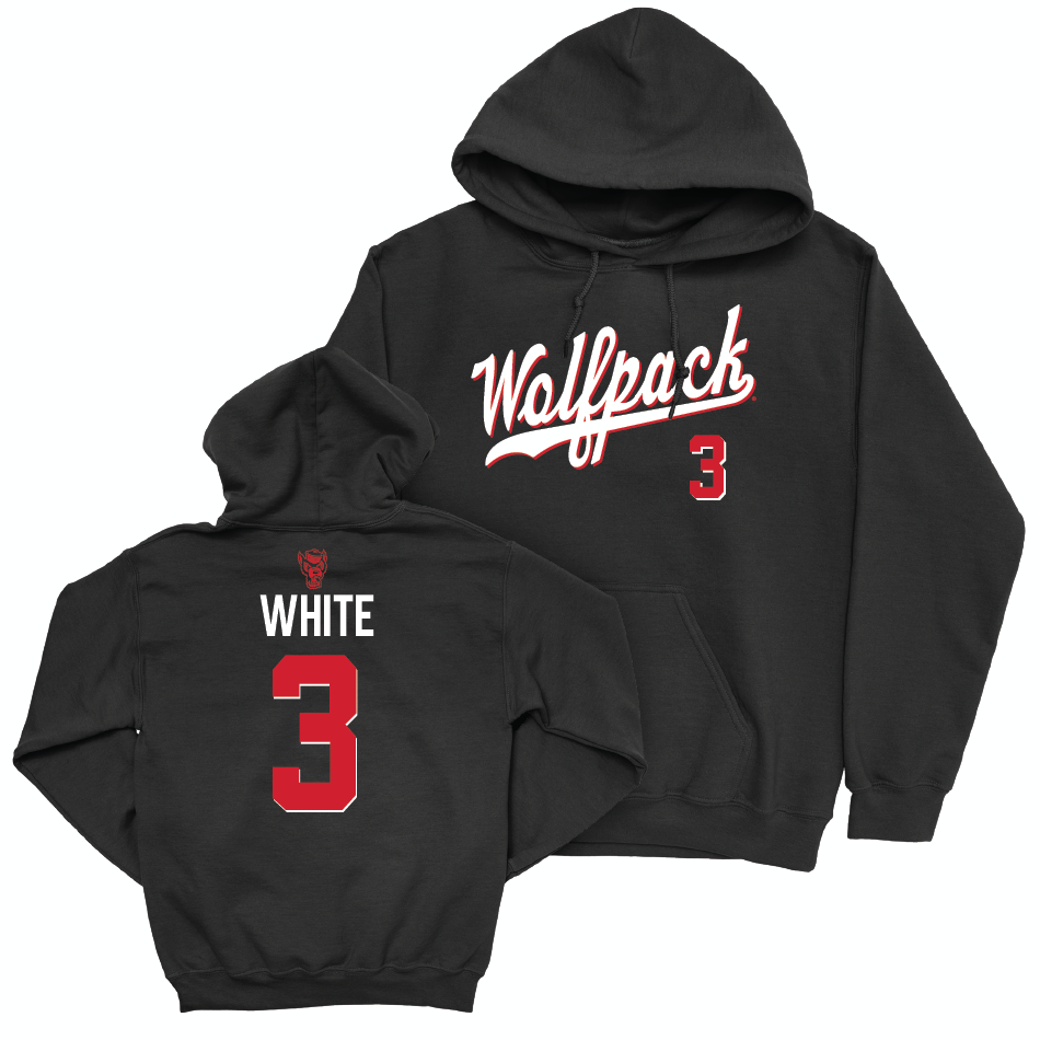 NC State Football Black Script Hoodie - Aydan White Small