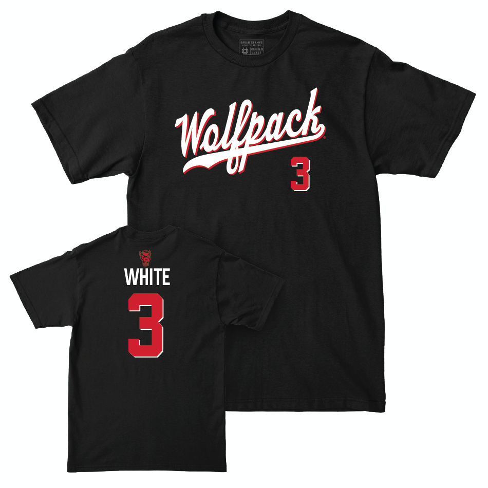 NC State Football Black Script Tee - Aydan White Small