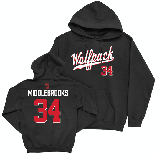 NC State Men's Basketball Black Script Hoodie - Ben Middlebrooks Small