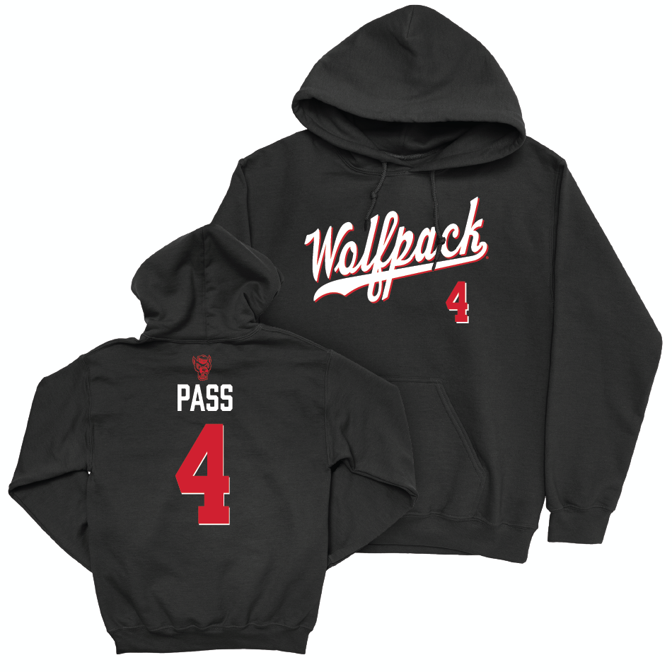 NC State Men's Basketball Black Script Hoodie - Breon Pass Small