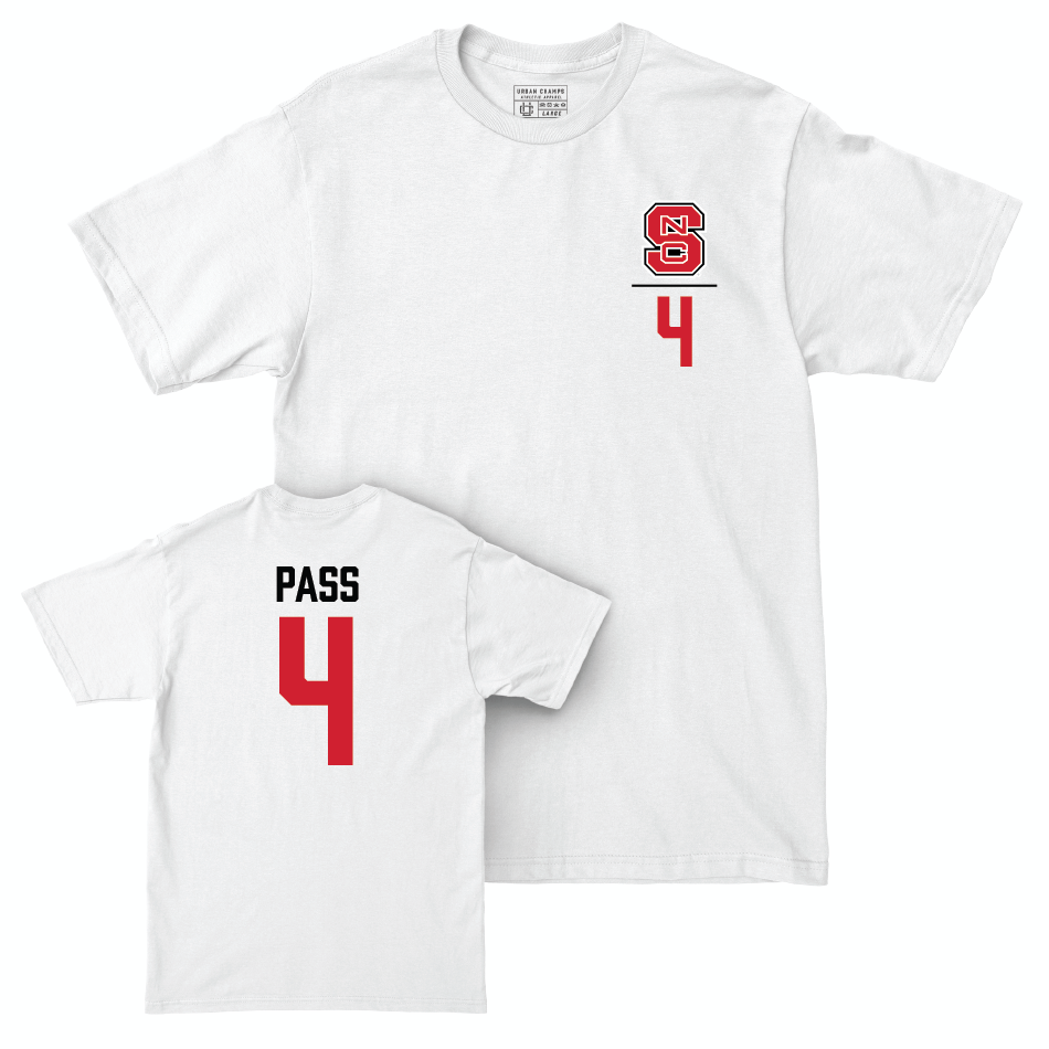 NC State Men's Basketball White Logo Comfort Colors Tee - Breon Pass Small