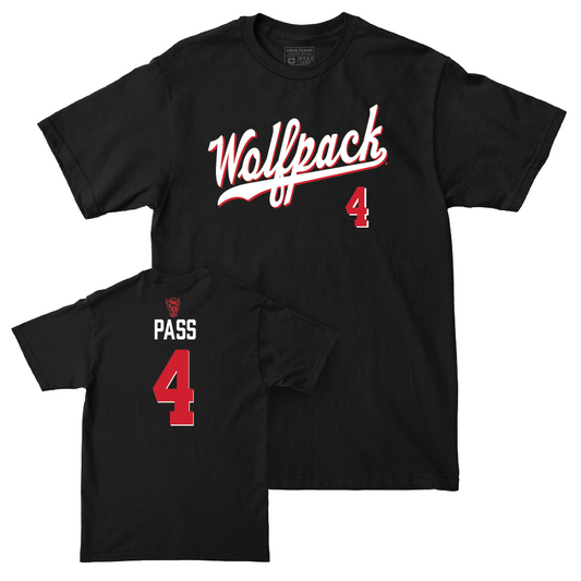 NC State Men's Basketball Black Script Tee - Breon Pass Small