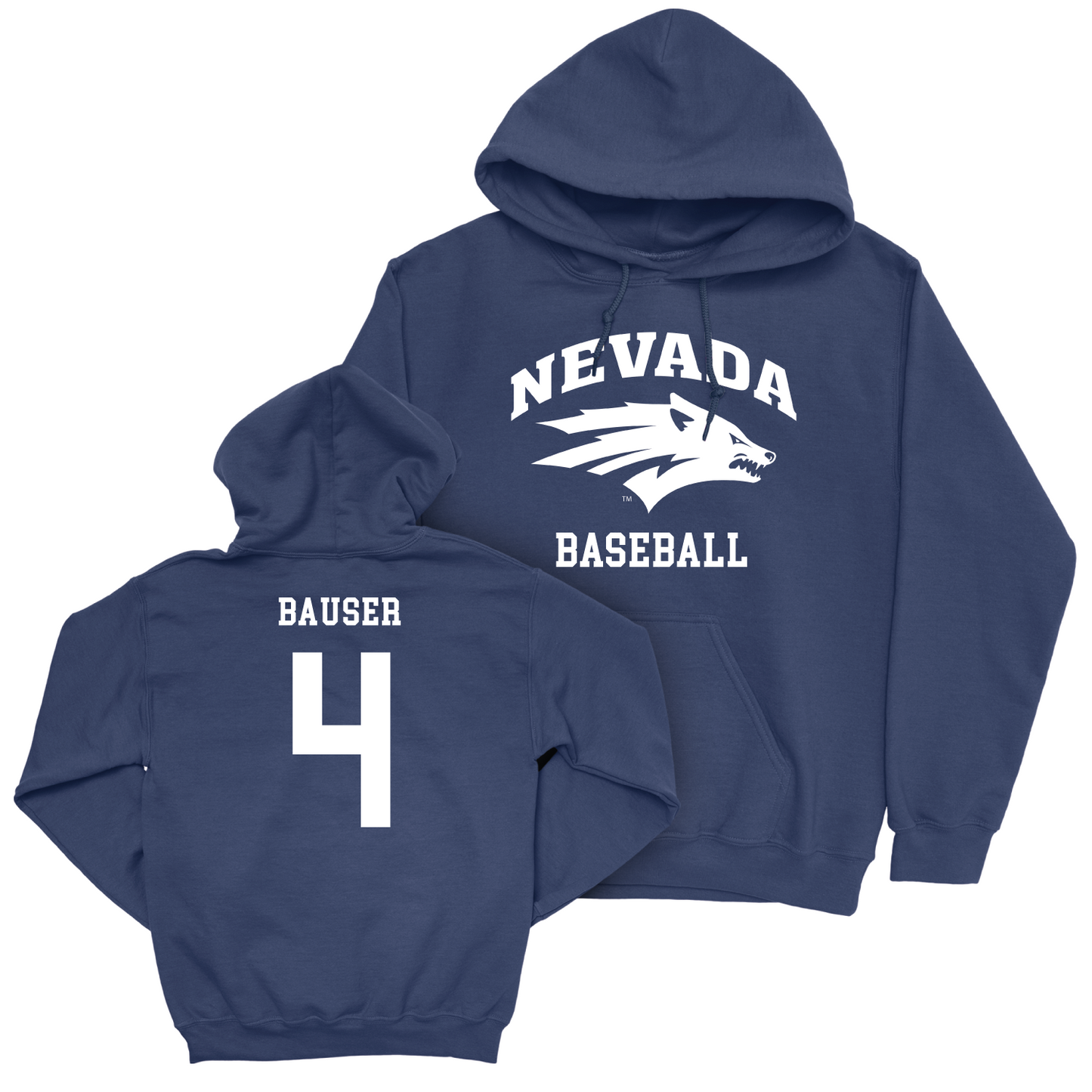 Nevada Baseball Navy Staple Hoodie - Jeffrey Bauser Youth Small