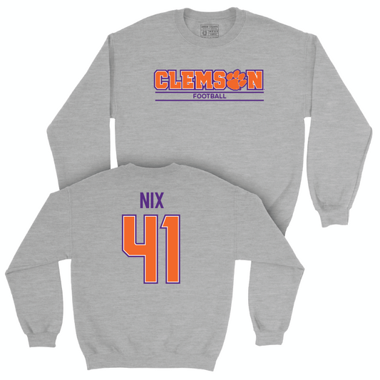 Clemson Football Sport Grey Stacked Crew  - Caleb Nix