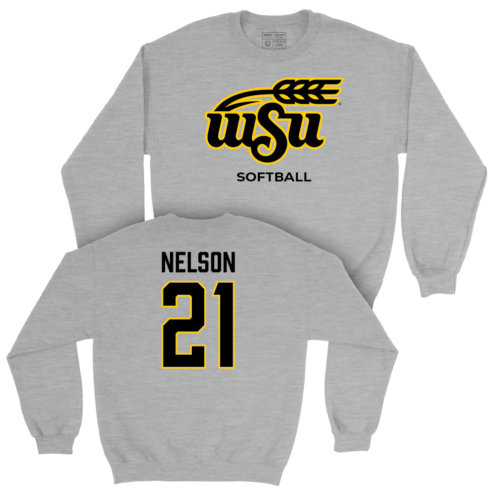 Wichita State Softball Sport Grey Stacked Crew  - Krystin Nelson