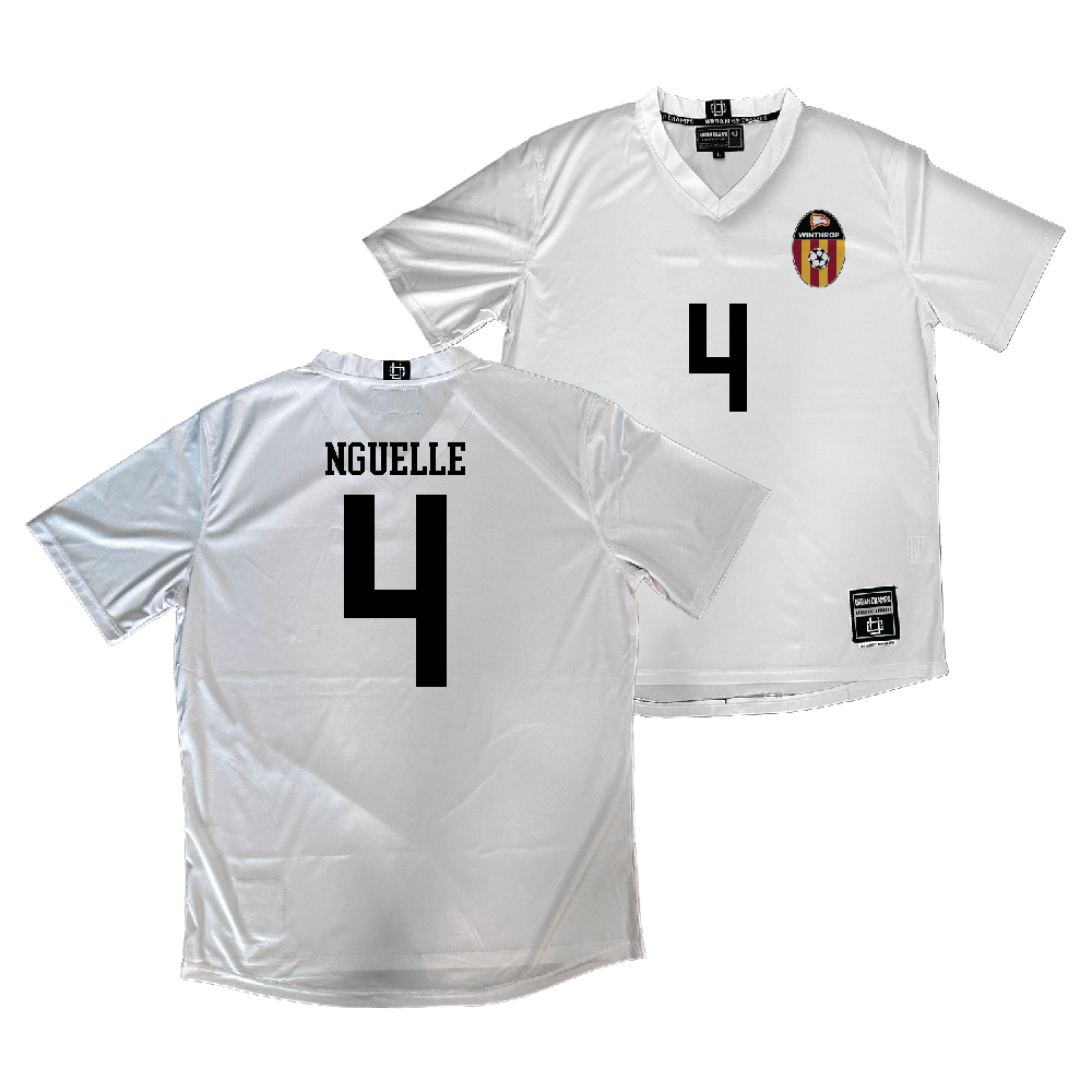 Winthrop Men's Soccer White Jersey  - Boris Nguelle