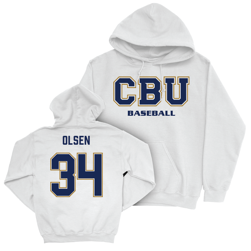 CBU Baseball White Classic Hoodie   - Carson Olsen