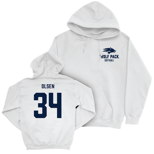 Nevada Softball White Logo Hoodie   - Maile Olsen