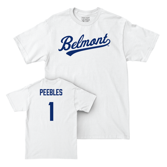 Belmont Men's Basketball White Script Comfort Colors Tee  - Brody Peebles