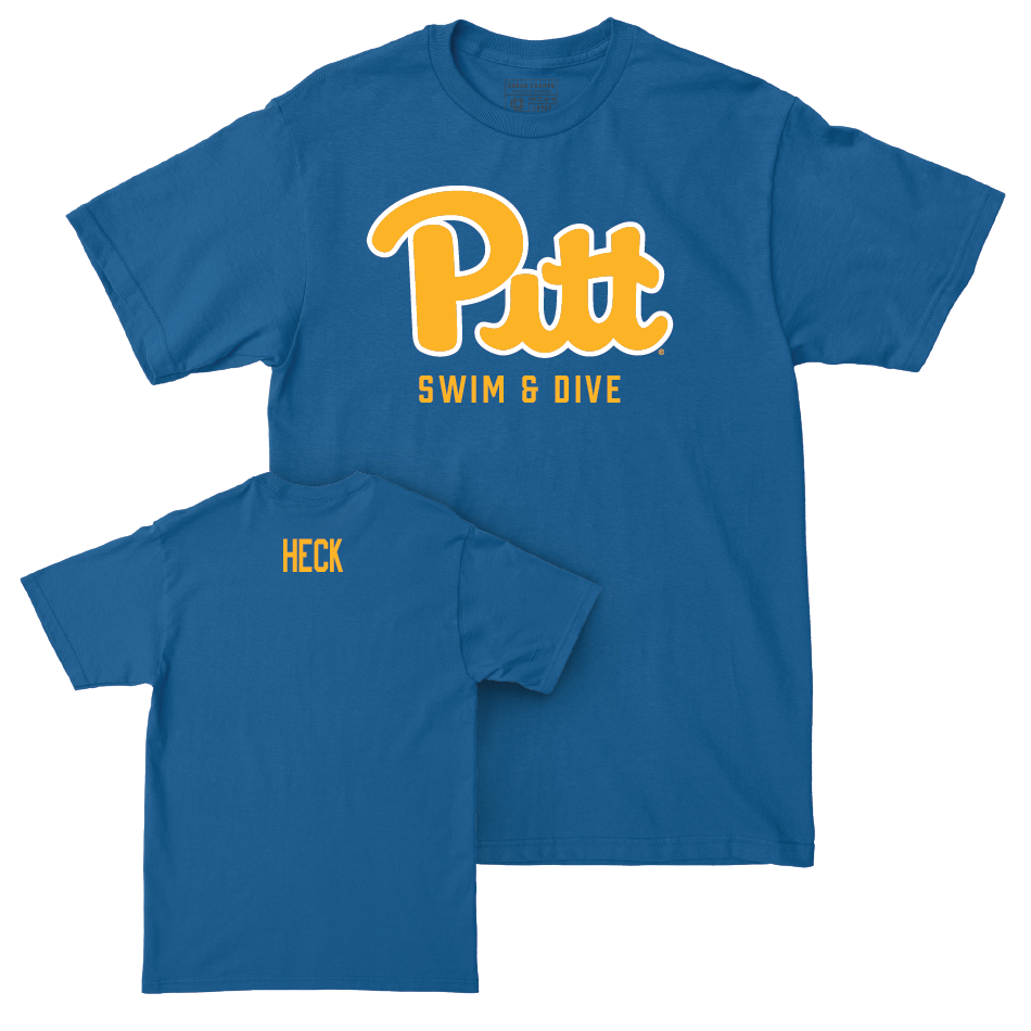 Pitt Men's Swim & Dive Blue Script Tee - Andrew Heck Small