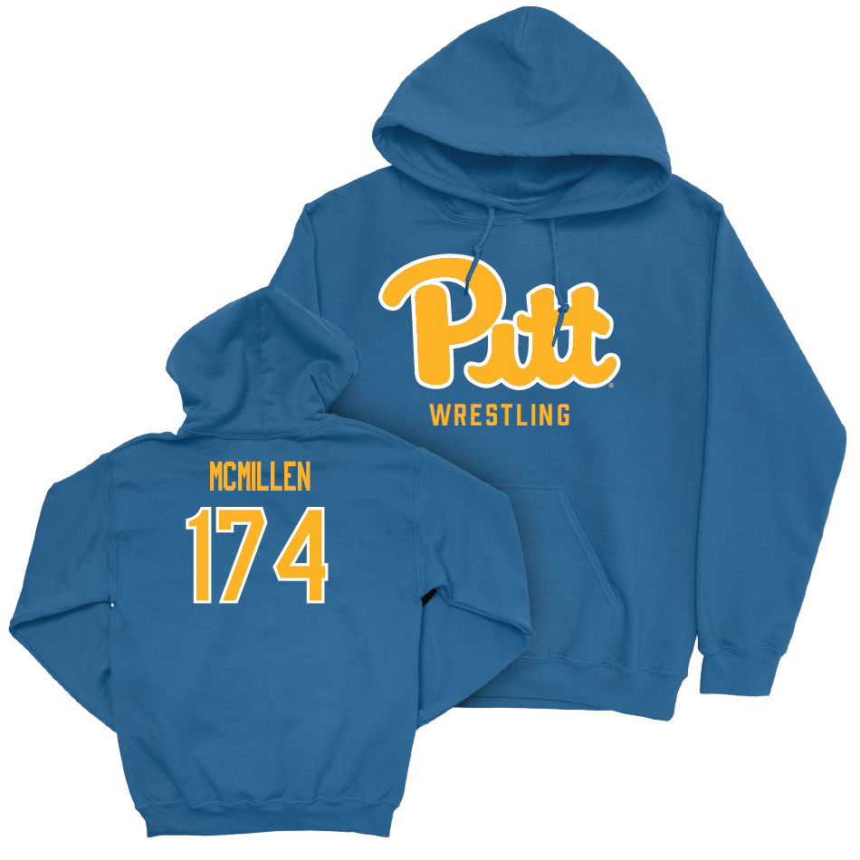 Pitt Wrestling Blue Script Hoodie - Brock McMillen Small