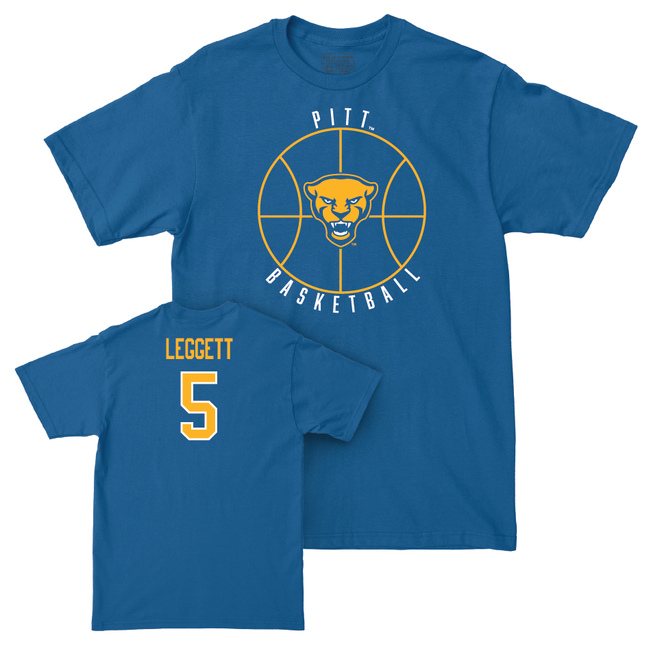 Pitt Men's Basketball Blue Hardwood Tee - Ishmael Leggett Small