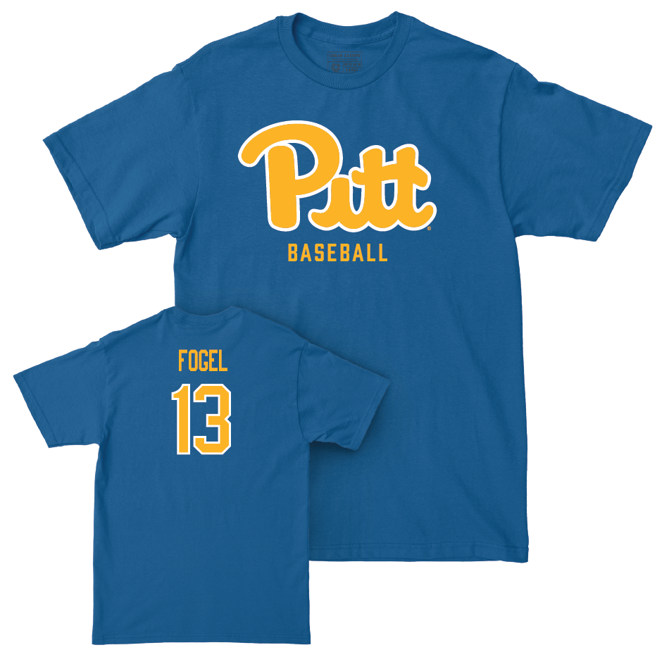 Pitt Baseball Blue Script Tee - Justin Fogel Small