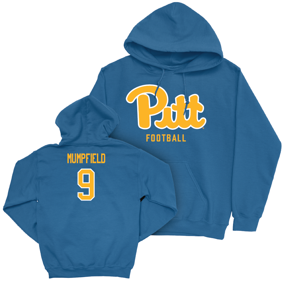 Pitt Football Blue Script Hoodie - Konata Mumpfield Small