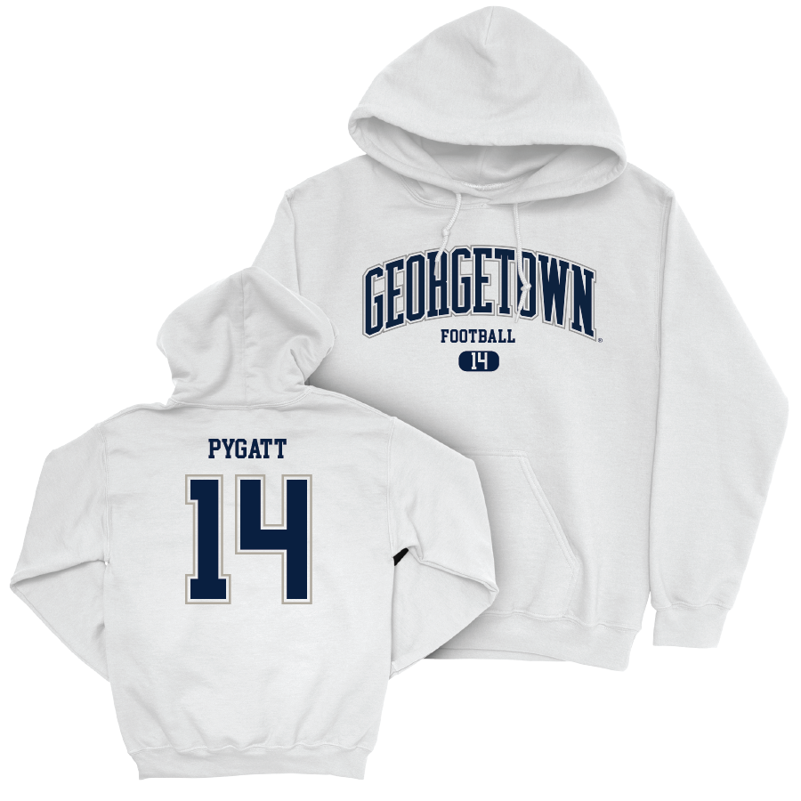 Georgetown Football White Arch Hoodie  - Cam Pygatt